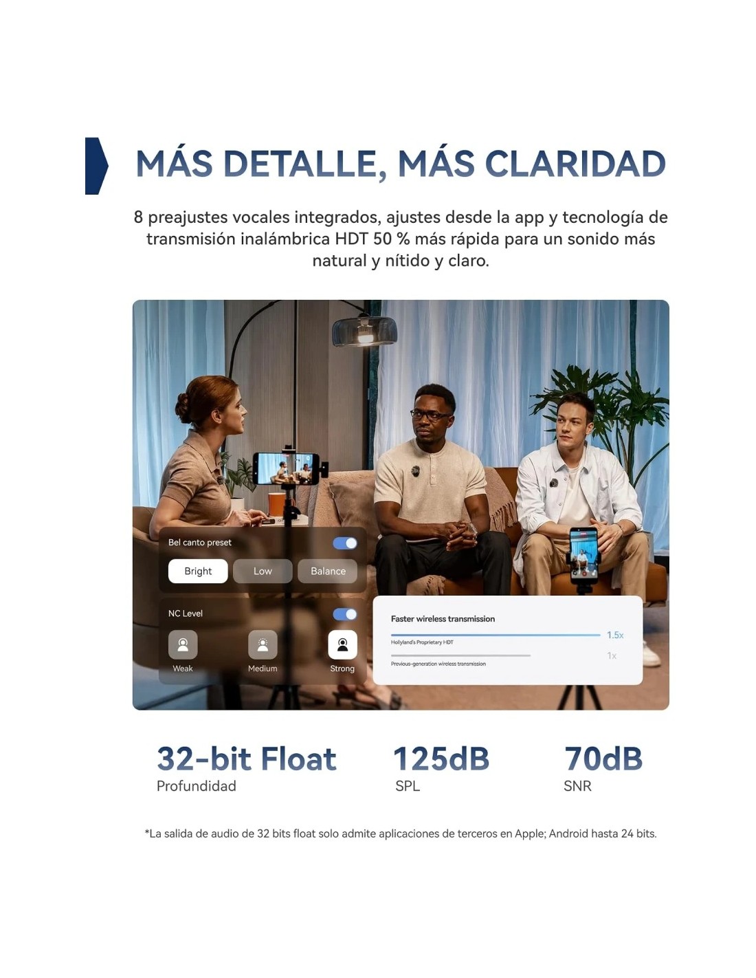 Micrófono inalámbrico Hollyland Lark M3 Combo 2TX & 1RX USB-C Gris Esp