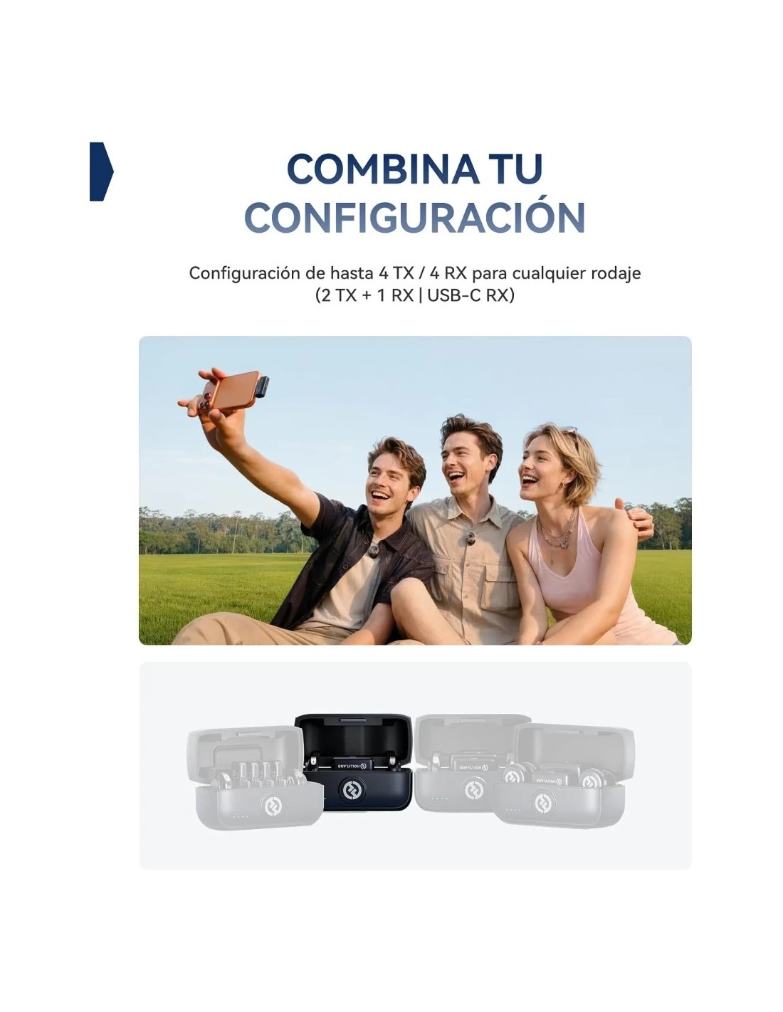 Micrófono inalámbrico Hollyland Lark M3 Combo 2TX & 1RX USB-C Gris Esp