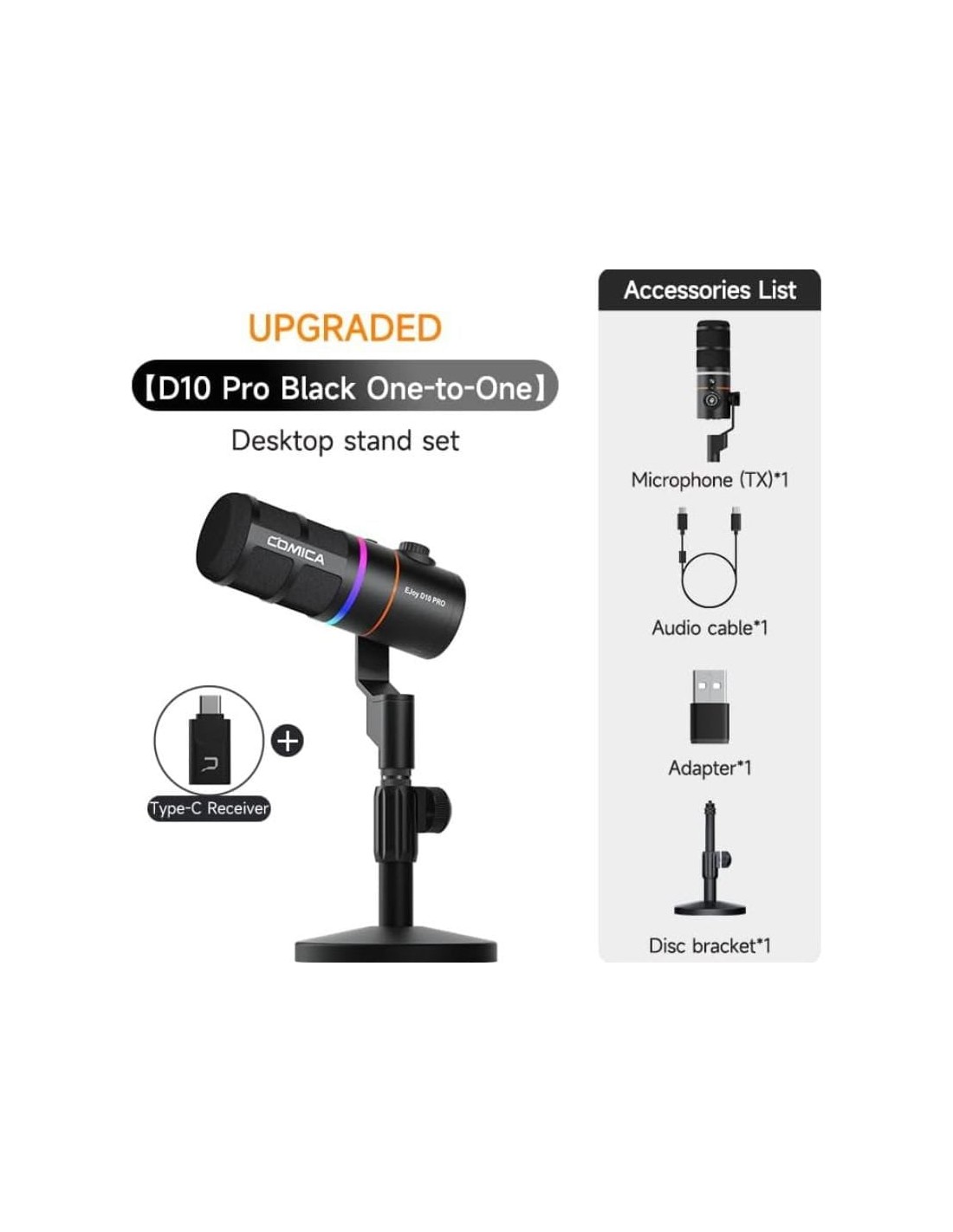 Micrófono inalámbrico gaming COMICA EJoy D10 Pro (D) Negro cardioide 4