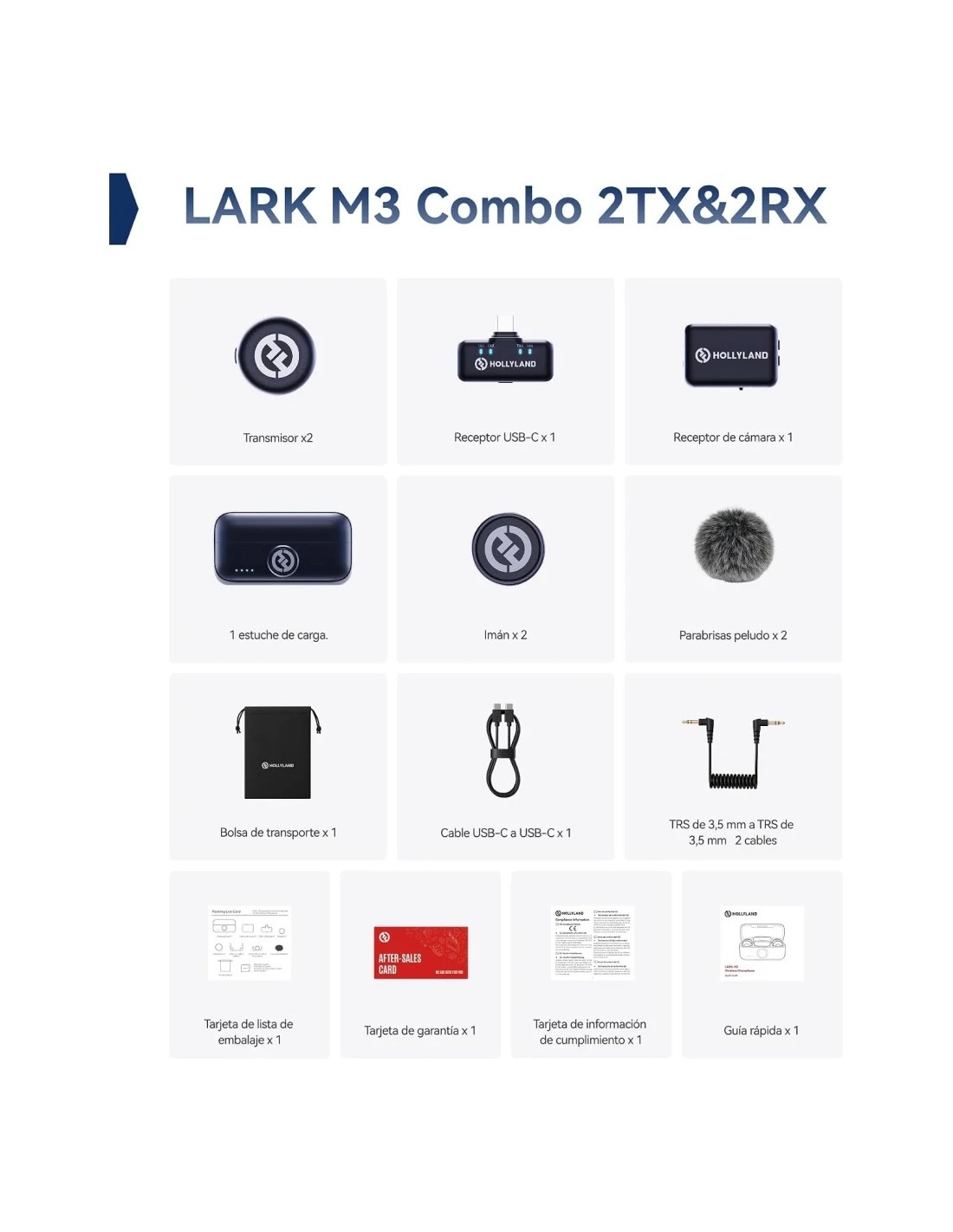 Micrófono inalámbrico Hollyland Lark M3 Combo 2TX & 2RX Gris Espacial 