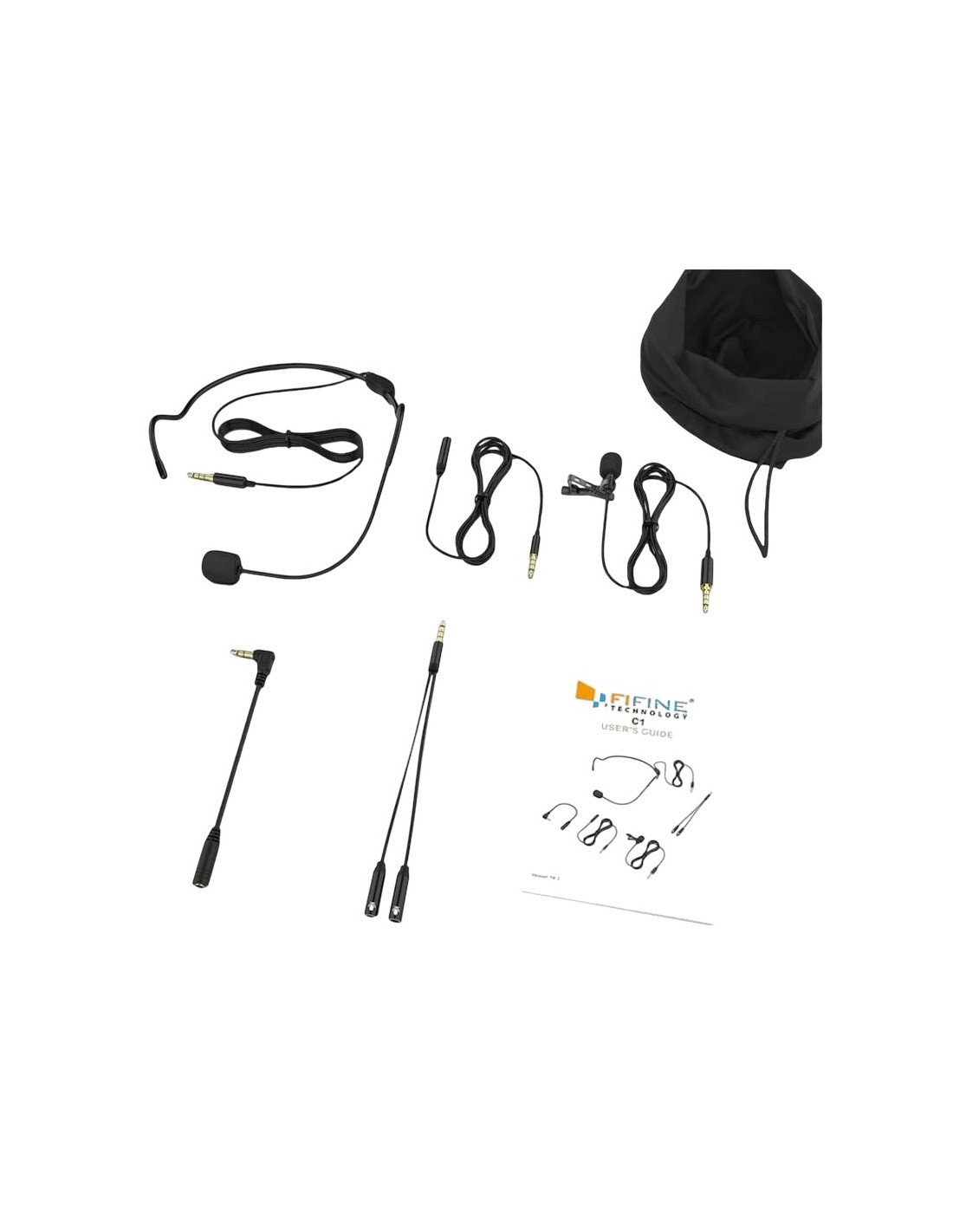 Micrófono de solapa Fifine C1 con Headset omnidireccional jack 3,5 mm