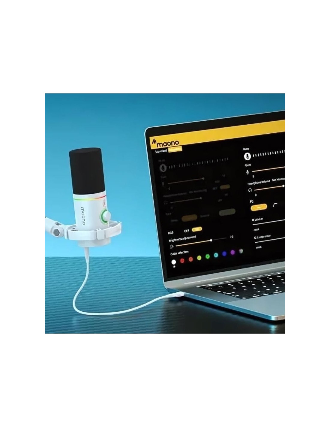Micrófono Maono PD200x RGB Blanco cardioide dinámico en Logroño