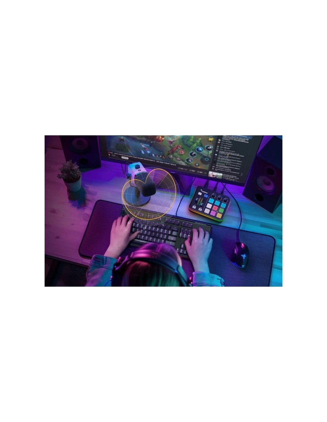 Micrófono Maono PD100X RGB Negro cardioide dinámico XLR 48kHz
