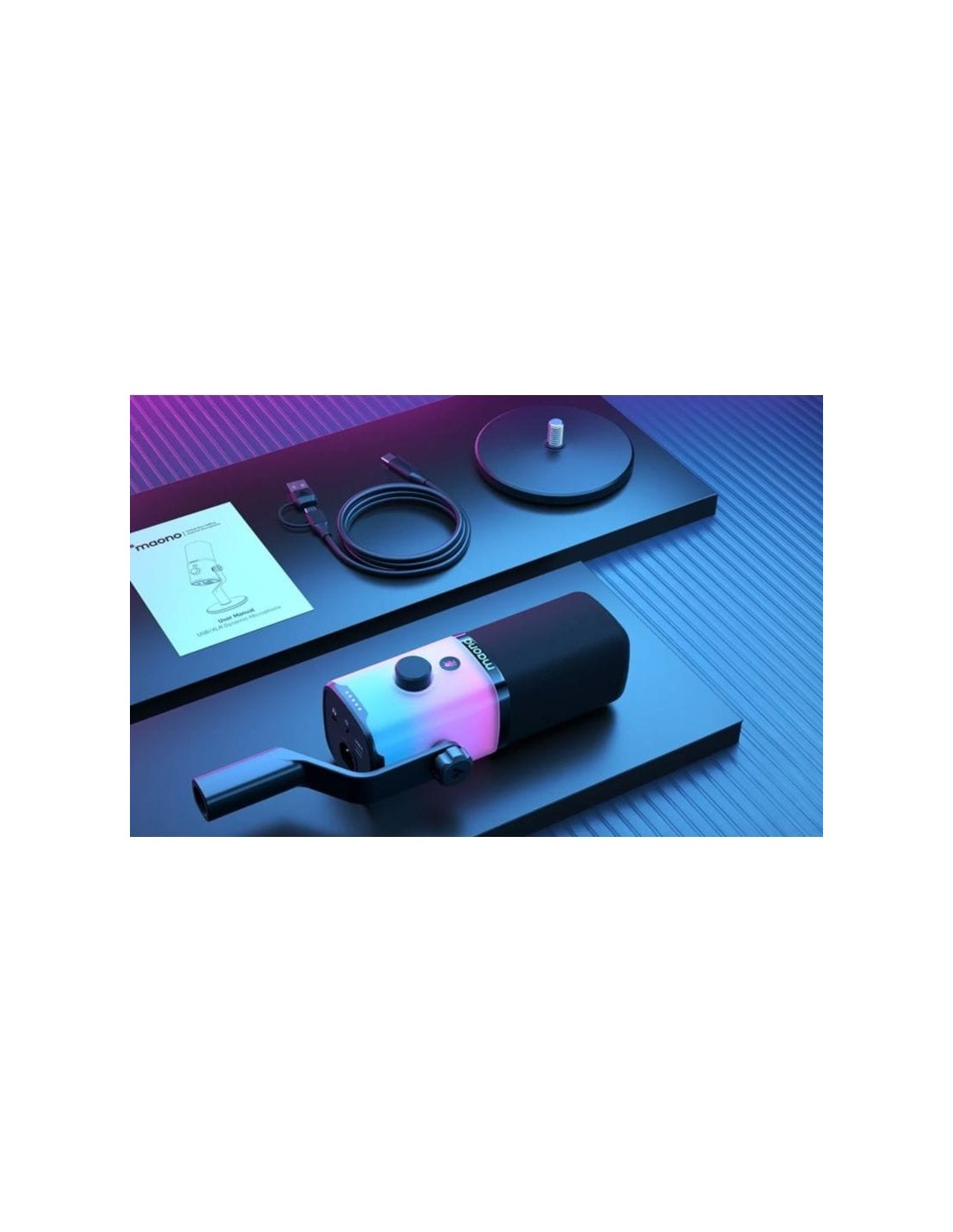 Micrófono Maono PD100X RGB Negro cardioide dinámico XLR 48kHz