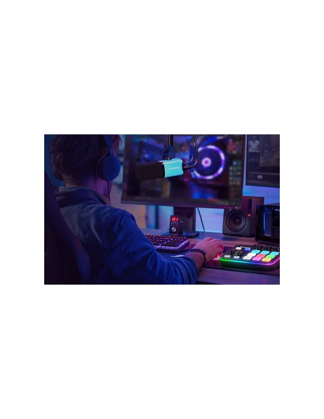 Micrófono Maono PD100X RGB Negro cardioide dinámico XLR 48kHz