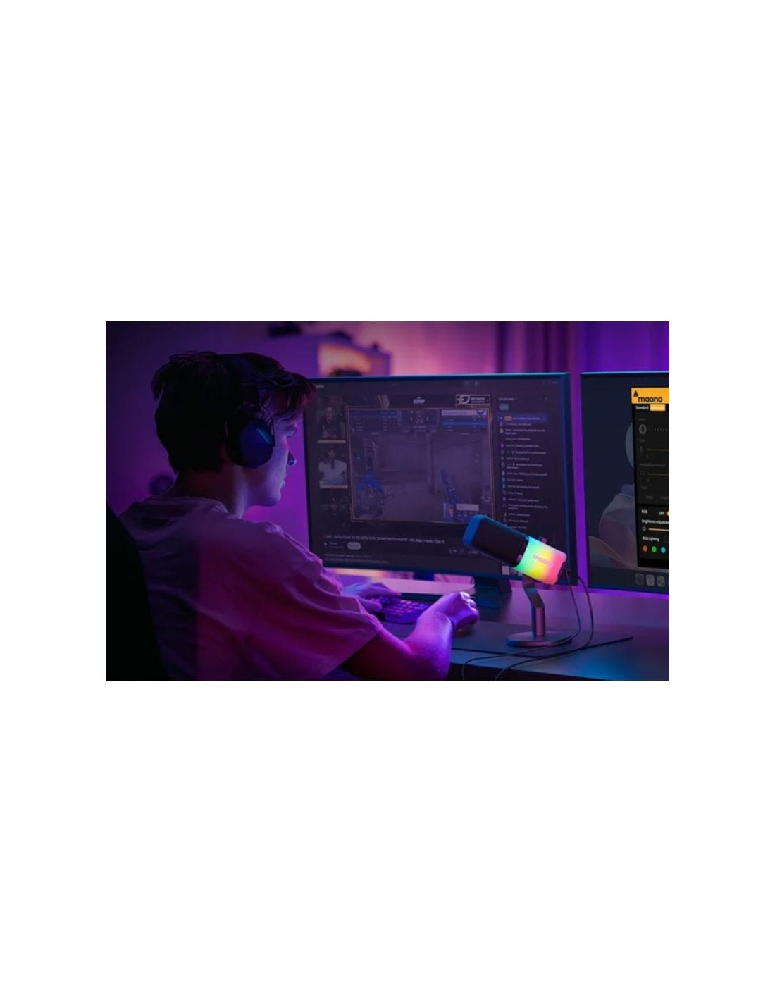 Micrófono Maono PD100X RGB Negro cardioide dinámico XLR 48kHz