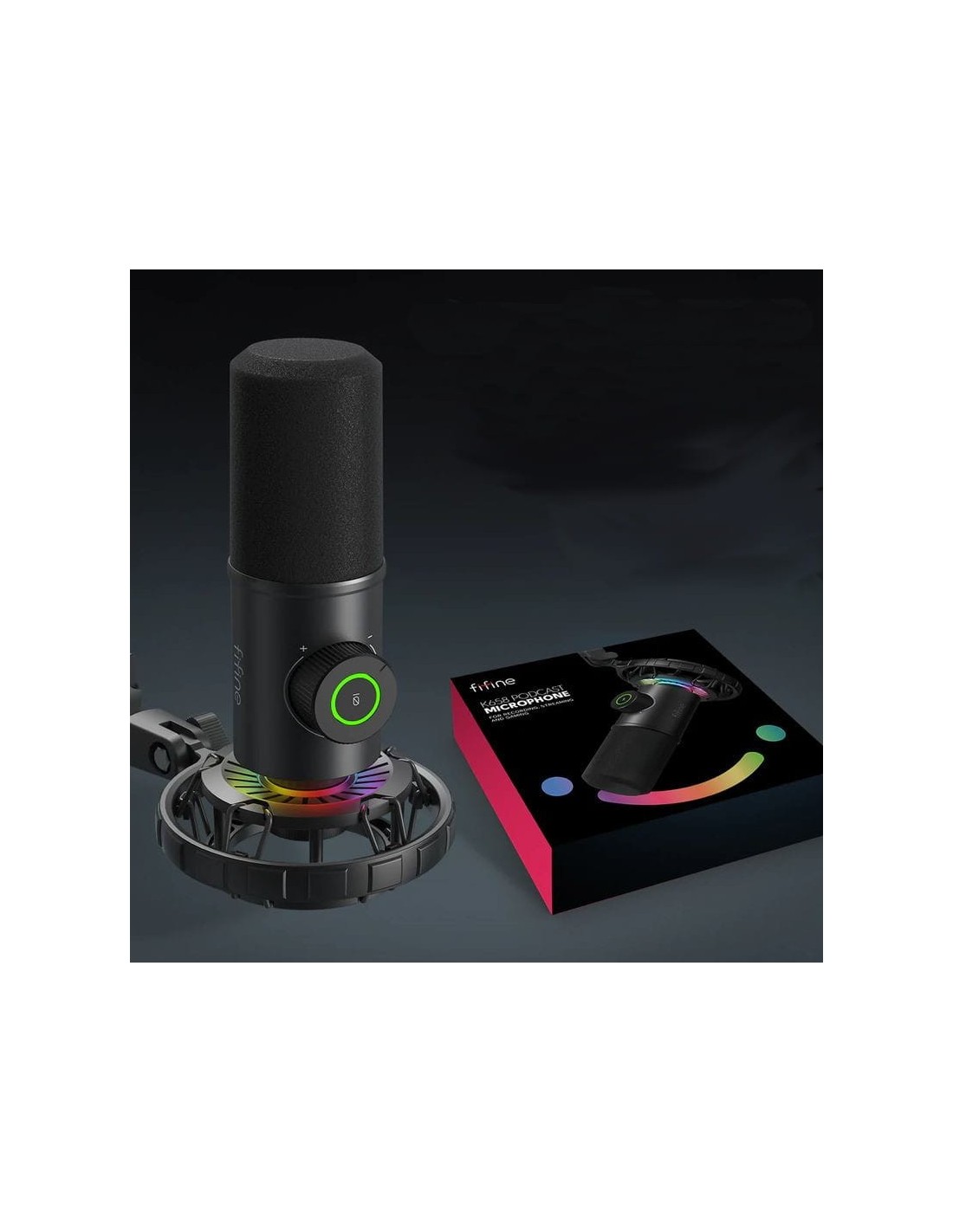 Micrófono Fifine K658 RGB USB para Grabación y Transmisión en PC cardi