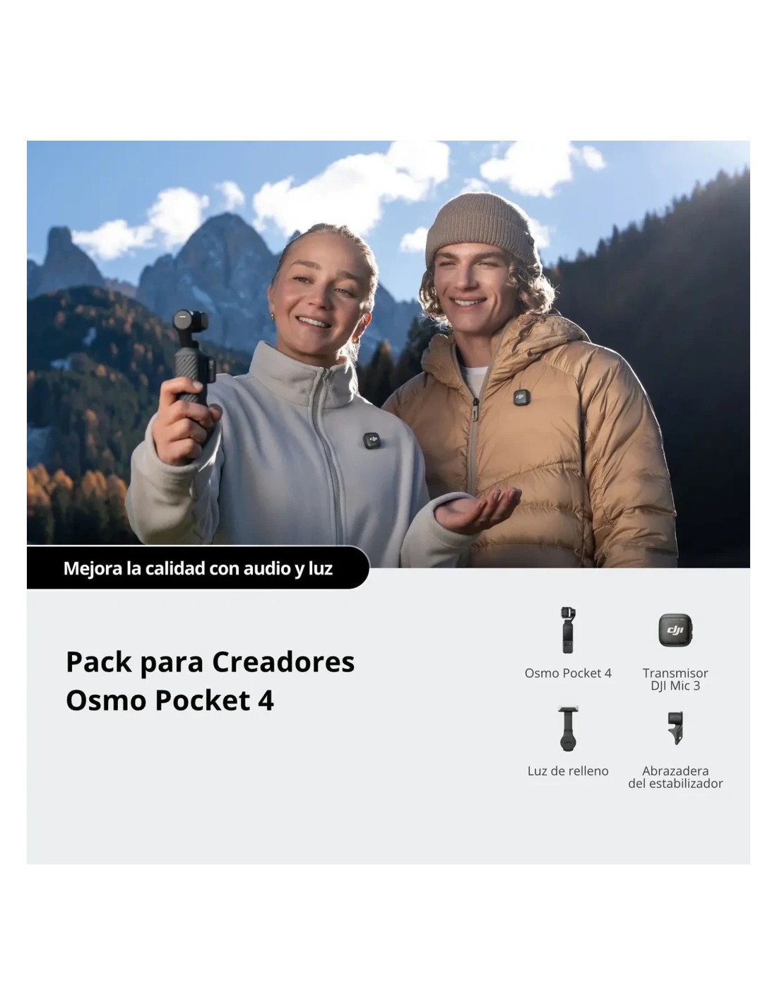 Cámara deportiva DJI Osmo Pocket 4 Creator Combo Mic 3 4K 240fps