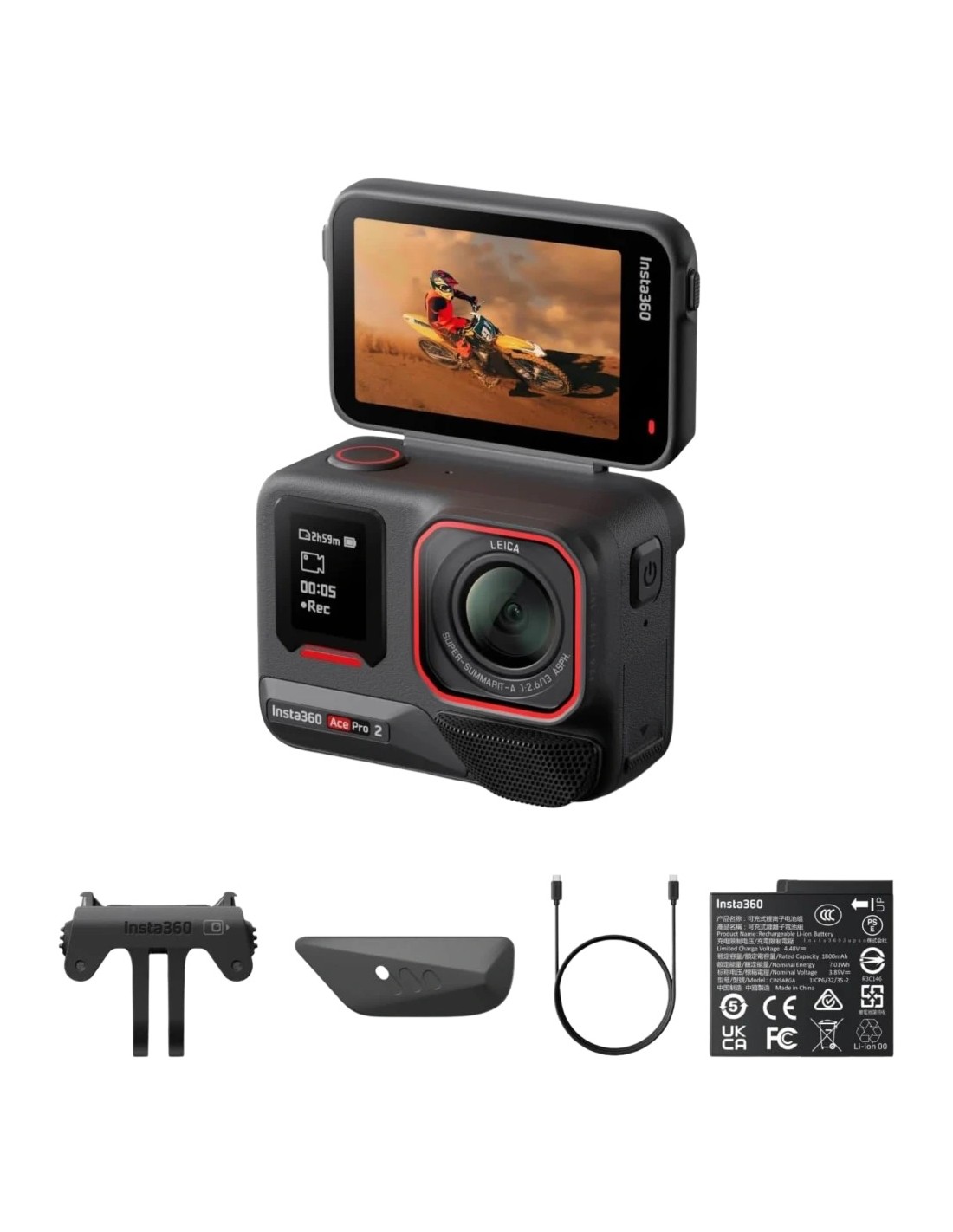 Cámara deportiva Insta360 Ace Pro 2 8K 50MP FlowState sumergible 12 m 