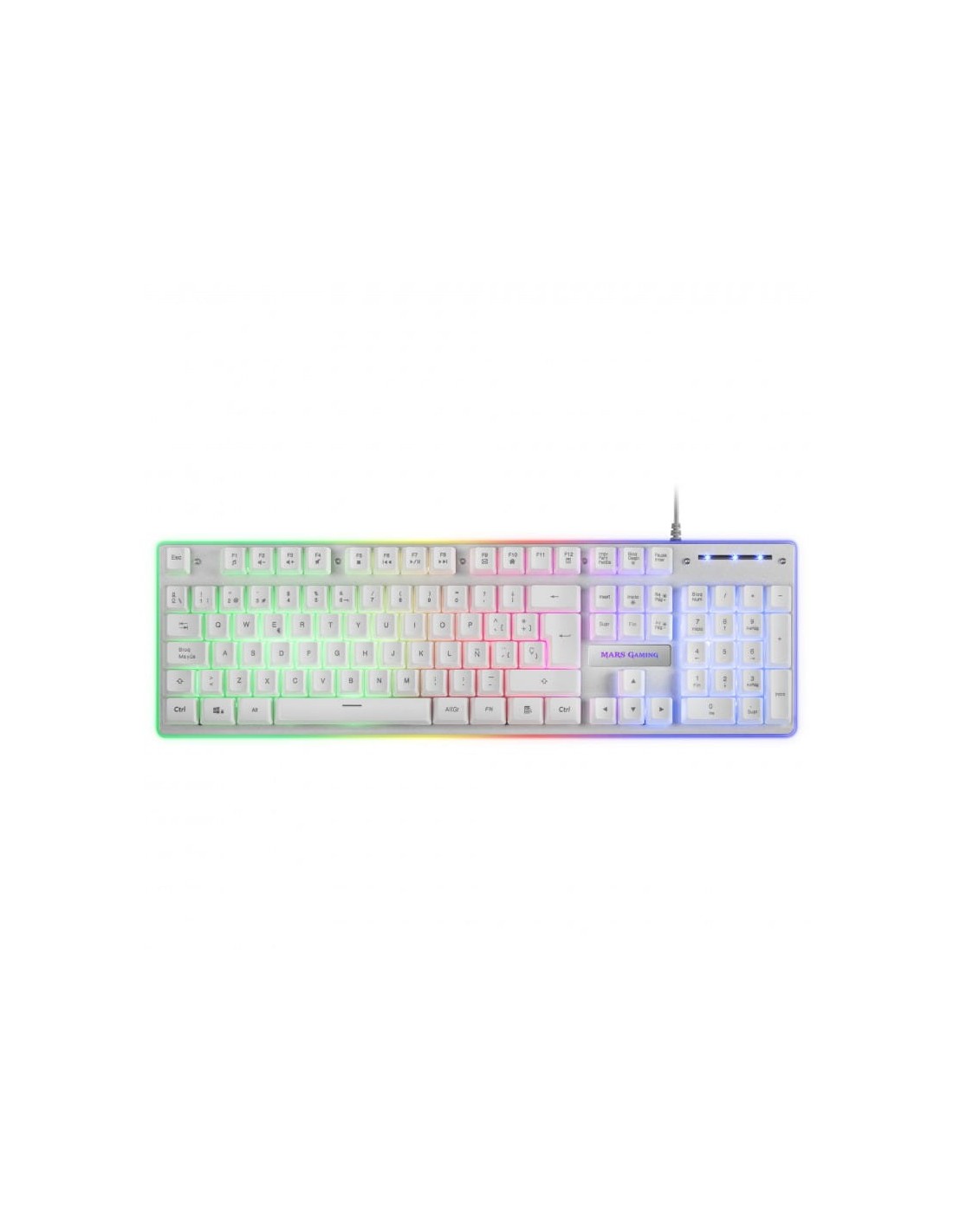 Kit de teclado y ratón Mars Gaming MCPXWES Blanco de membrana RGB espa