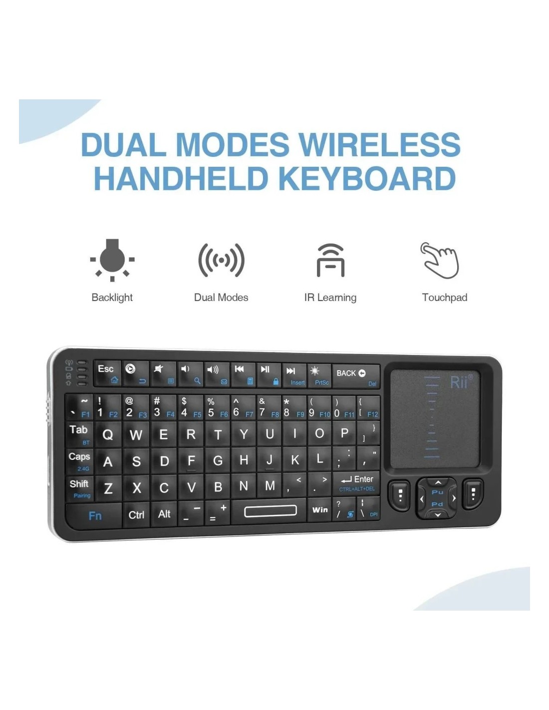 Teclado Rii K06 Mini Inalámbrico RGB Mini con Touchpad en Logroño