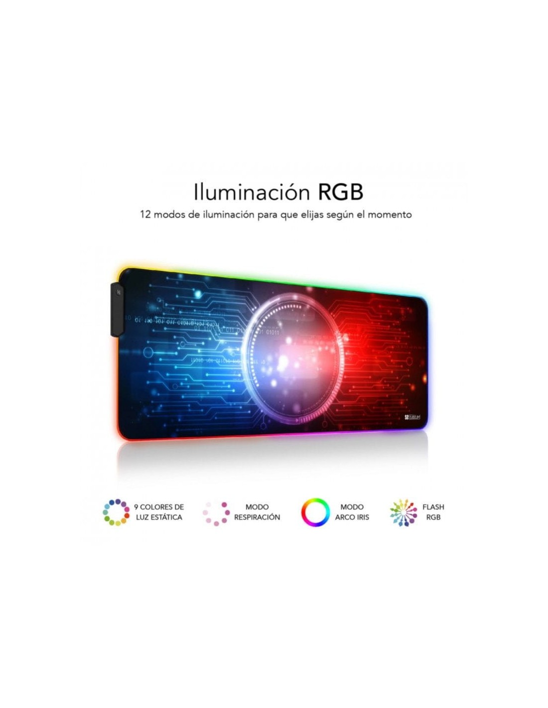 Alfombrilla Subblim Chip LED RGB 9 Colores Negro en Logroño