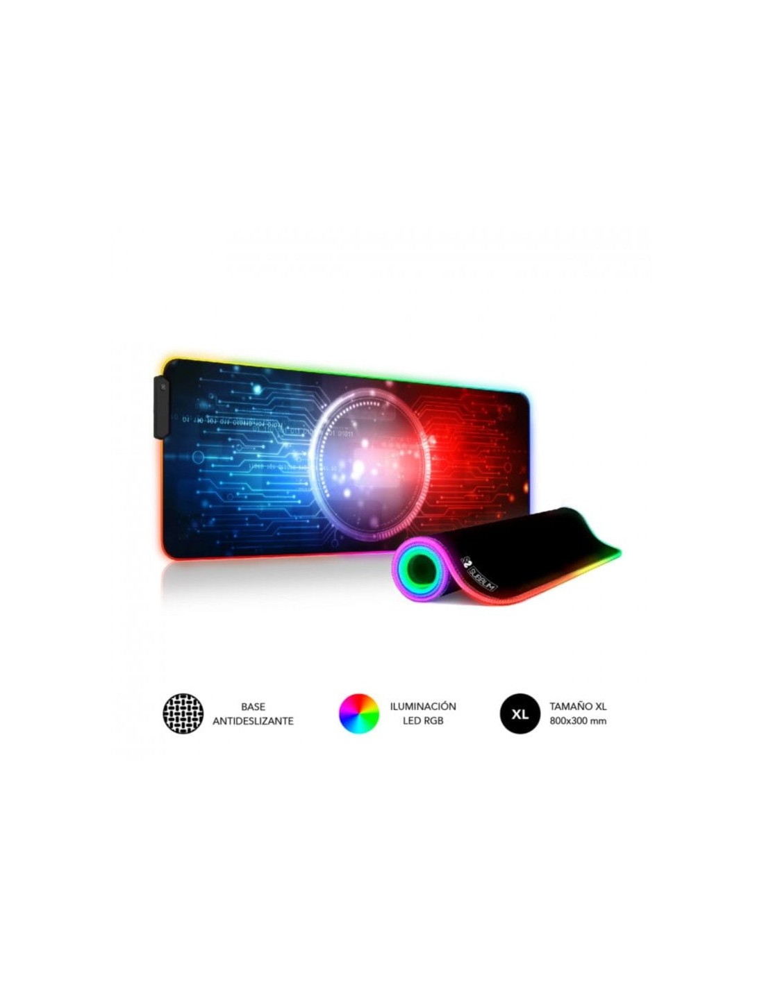 Alfombrilla Subblim Chip LED RGB 9 Colores Negro en Logroño