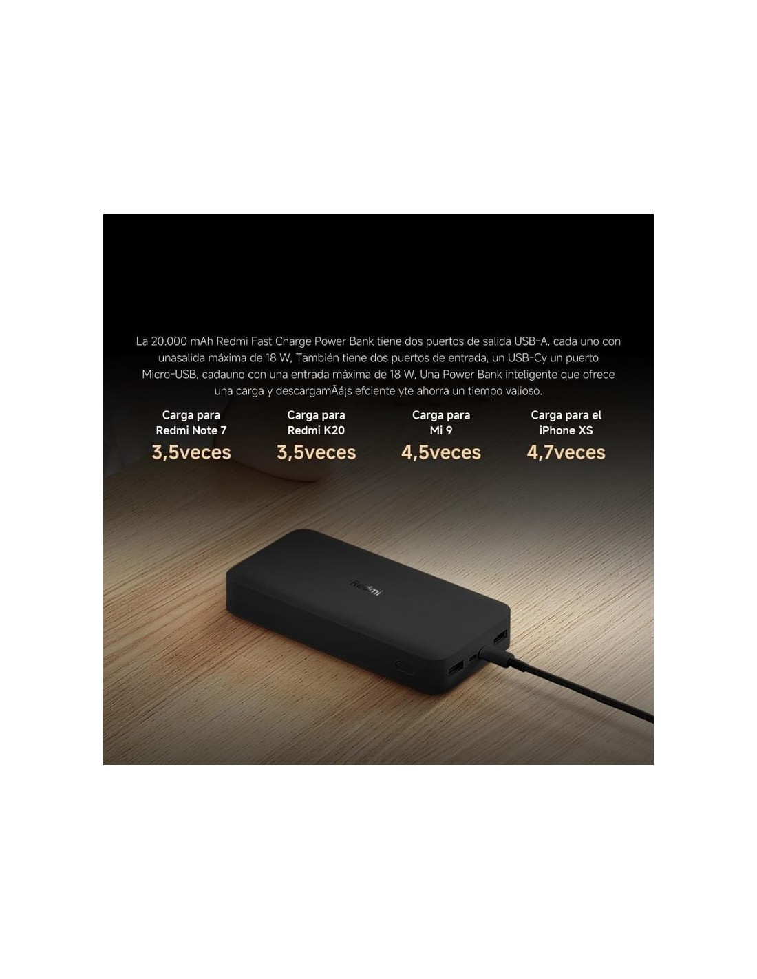 Power Bank Xiaomi Redmi Negro 20000mAh 18W en Logroño