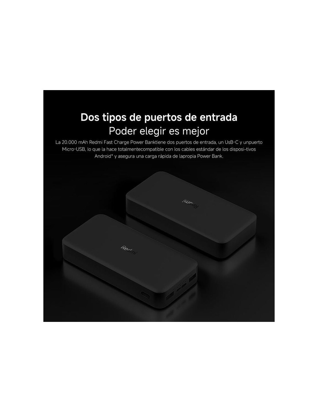 Power Bank Xiaomi Redmi Negro 20000mAh 18W en Logroño