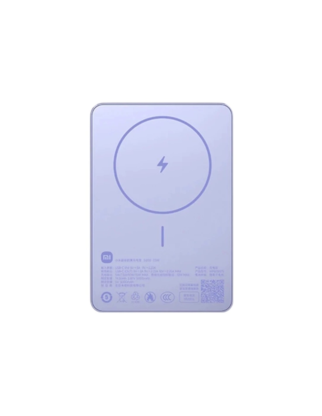 Power Bank Xiaomi Super Slim Magnetic Violeta 5000mAh 22,5W MagSafe