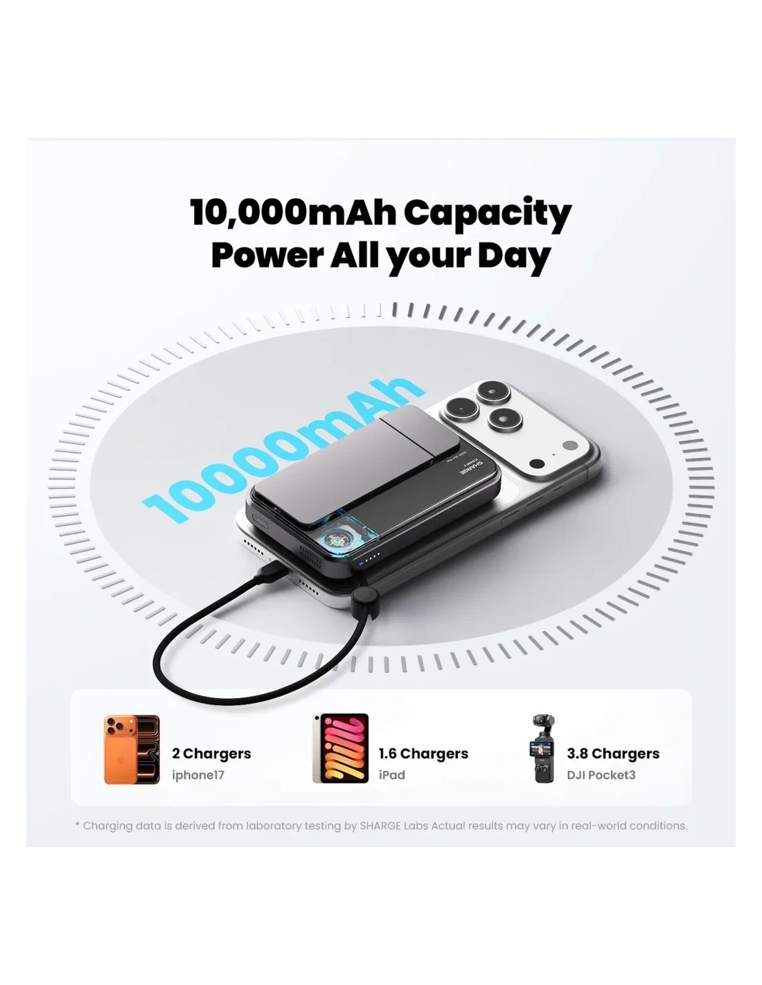 Power Bank Sharge ICEMAG 3 Blanco 10000mAh 25W Qi2 en Logroño