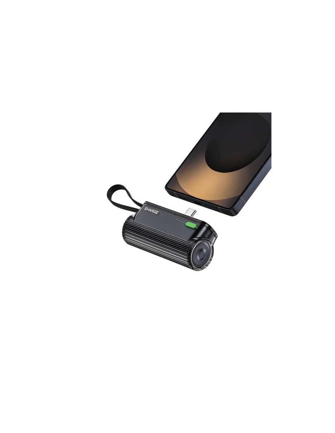 Power Bank Sharge Flow Mini Negro con cable integrado 5000mAh 22,5W US
