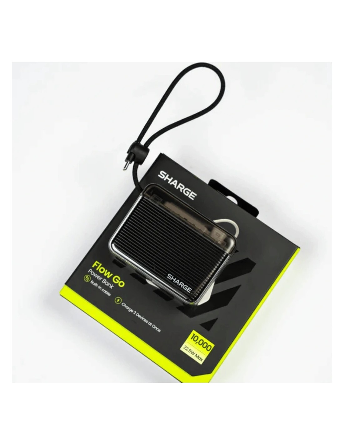 Power Bank Sharge Flow Go Negro con cable integrado 10000mAh 22,5W USB