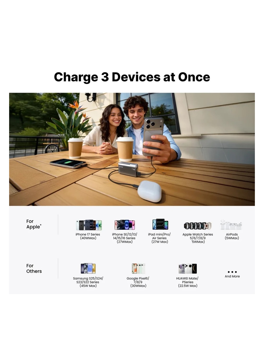 Power Bank Sharge Flow 3 con cable integrado 10000mAh 45W USB-C