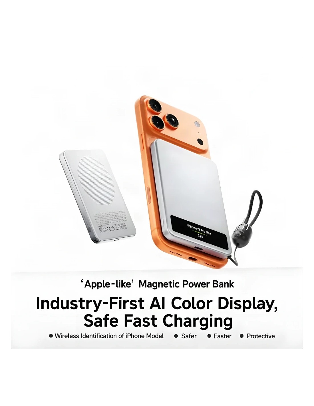 Power Bank Sharge Smart Magnetic M8 Plata 5000mAh 15W MagSafe Qi2