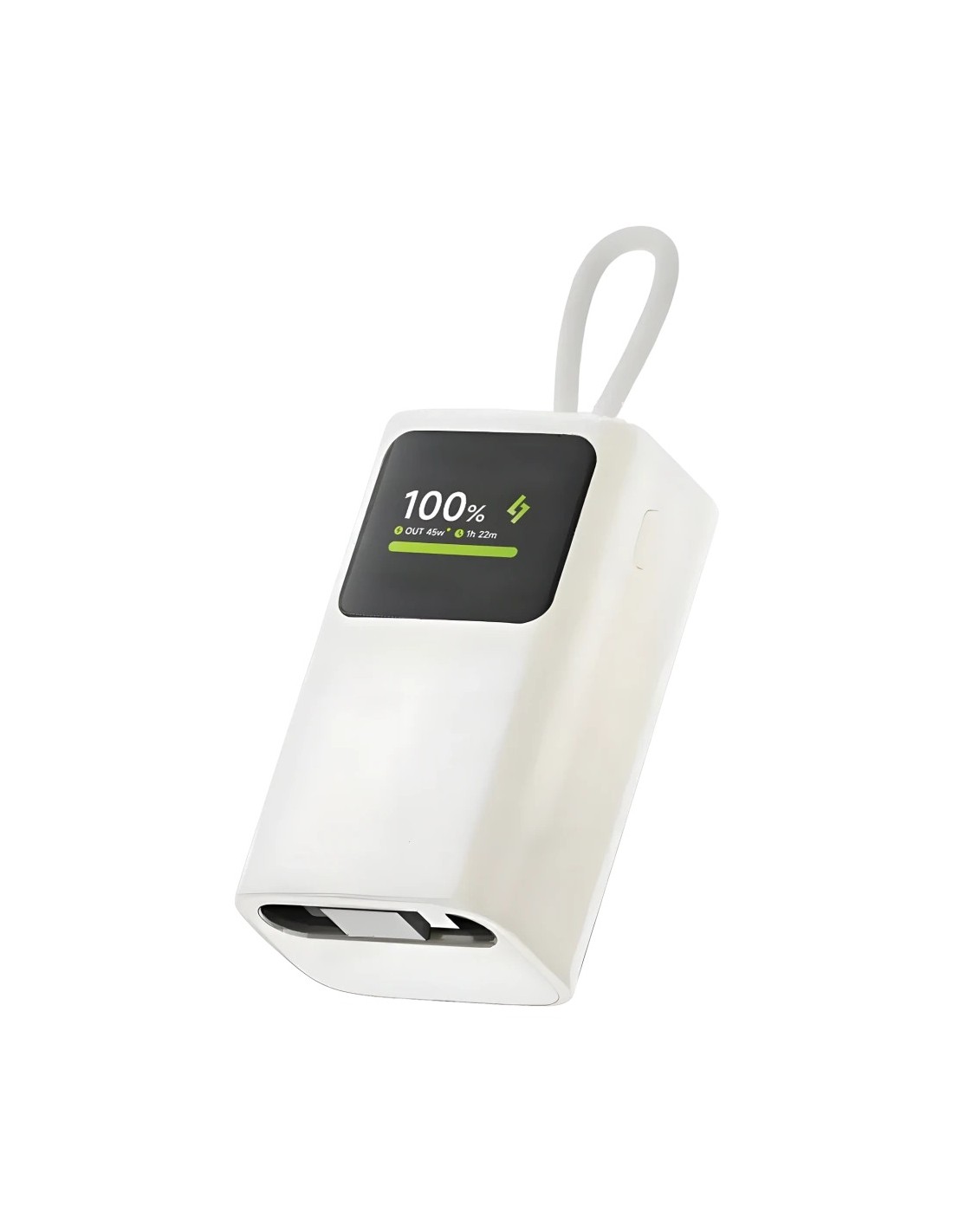 Power Bank Sharge HyperTower E3 Blanco con cable retráctil integrado 1