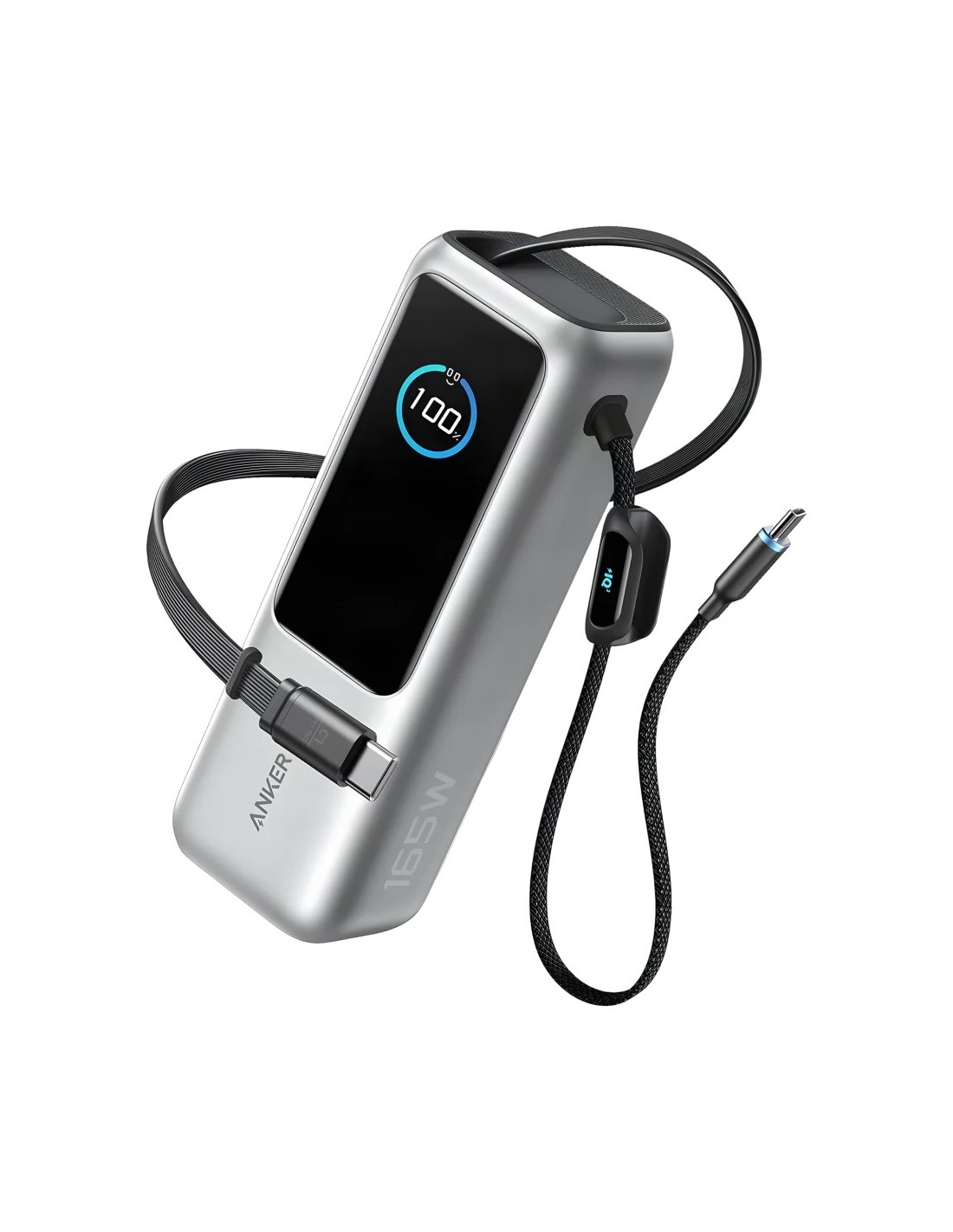 Power Bank Anker Laptop Plata con cable integrado 25000mAh 165W USB-C