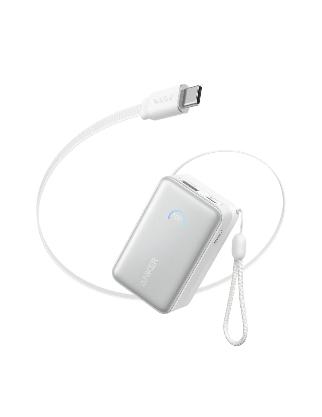 Power Bank Anker Nano 10K Blanco con cable retráctil 10000mAh 45W USB-