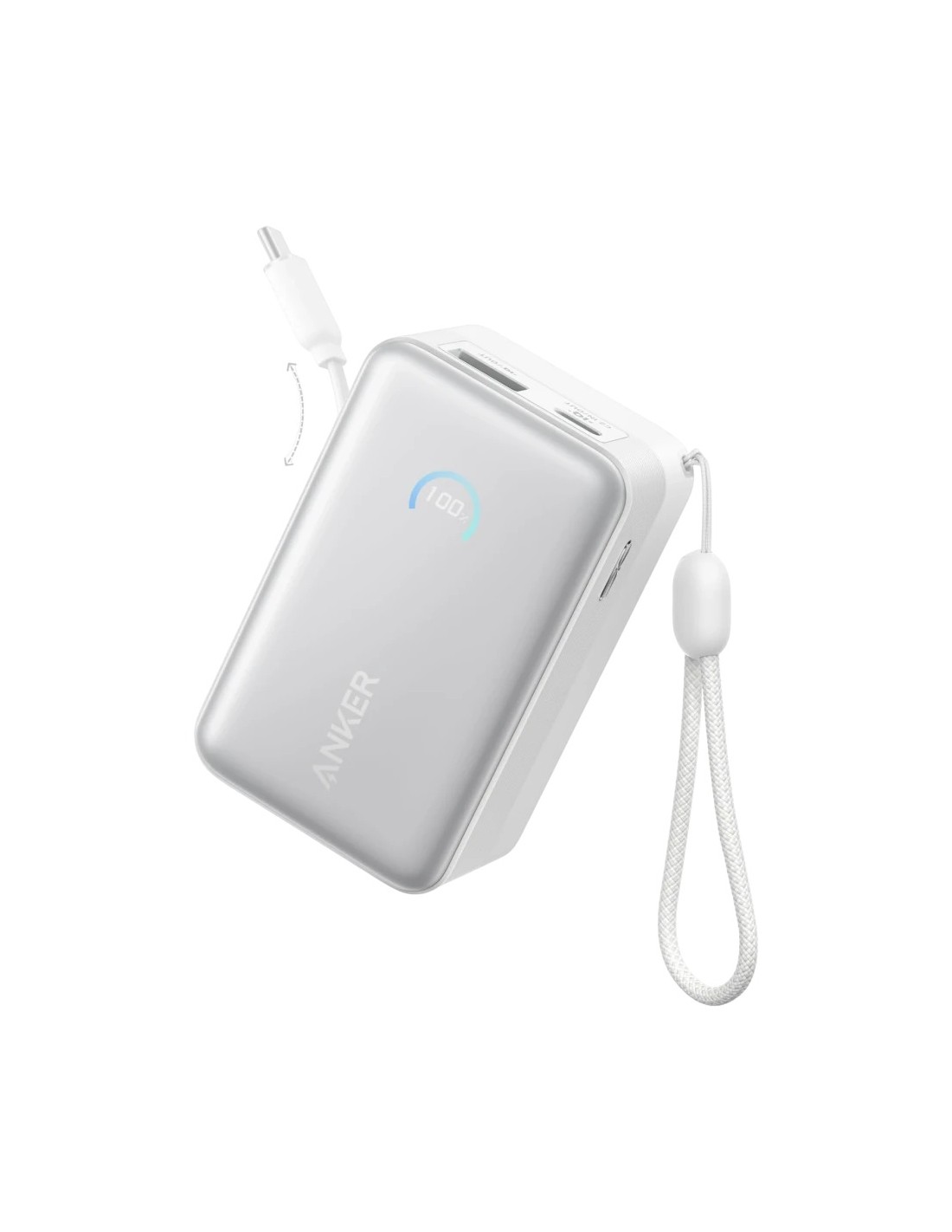Power Bank Anker Nano 10K Blanco con cable retráctil 10000mAh 45W USB-