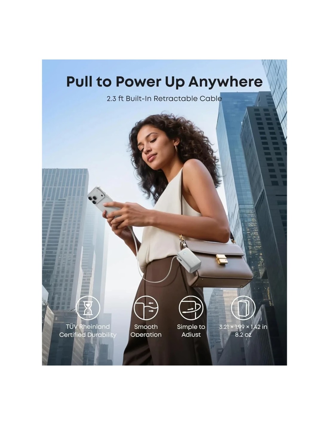 Power Bank Anker Nano 10K Blanco con cable retráctil 10000mAh 45W USB-