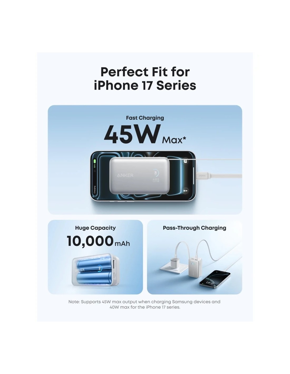 Power Bank Anker Nano 10K Blanco con cable retráctil 10000mAh 45W USB-