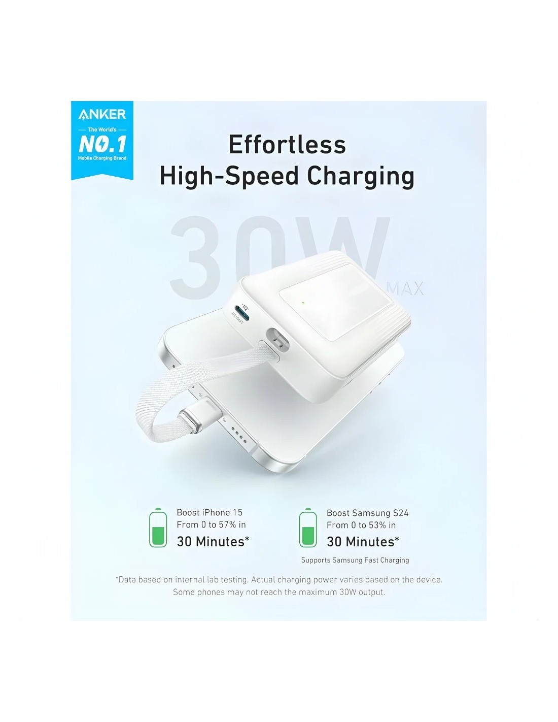 Power Bank Anker Zolo Blanco 10000mAh 30W MagSafe USB-C en Logroño