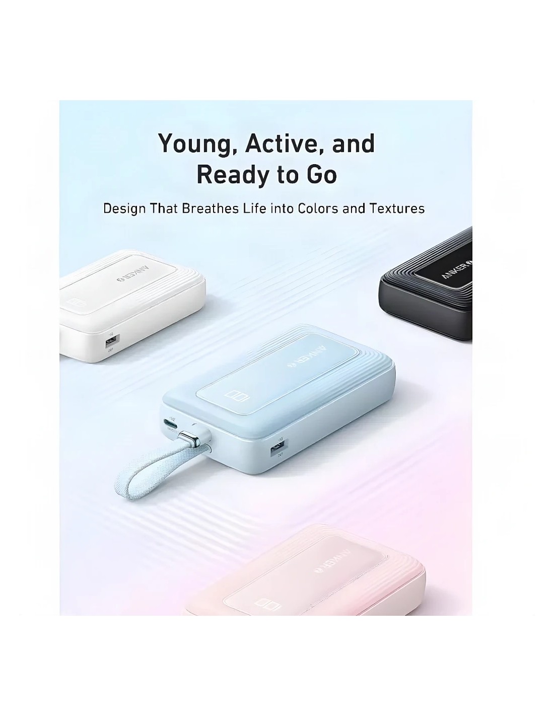 Cable retráctil 20000mAh 30W Power Bank Anker Zolo Blanco con