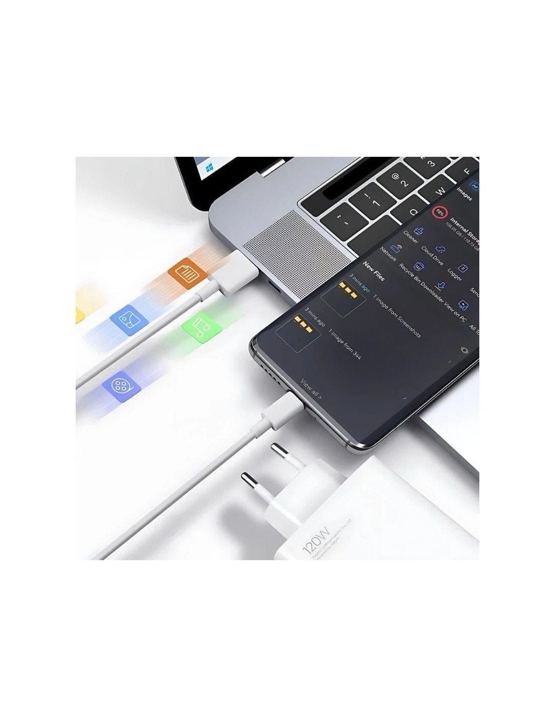 Cargador de carga Rápida Xiaomi 120W HyperCharge Combo USB Tipo-A Blan