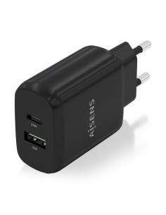 Cargador Doble de Alta Eficiencia 25W Aisens 1xUSB Tipo-C / 1xUSB Negr 2