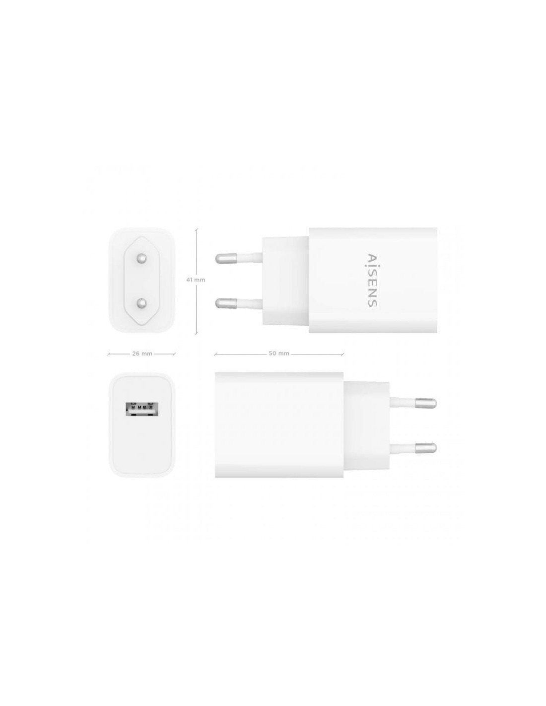 Cargador de Alta Eficiencia 10.5W Aisens 1xUSB Blanco en Logroño