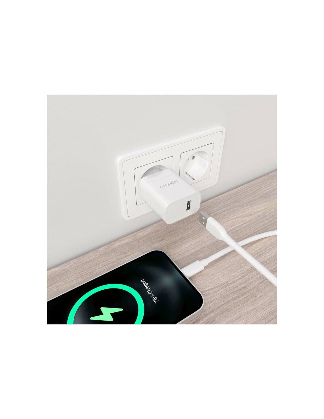 Cargador de Alta Eficiencia 10.5W Aisens 1xUSB Blanco en Logroño