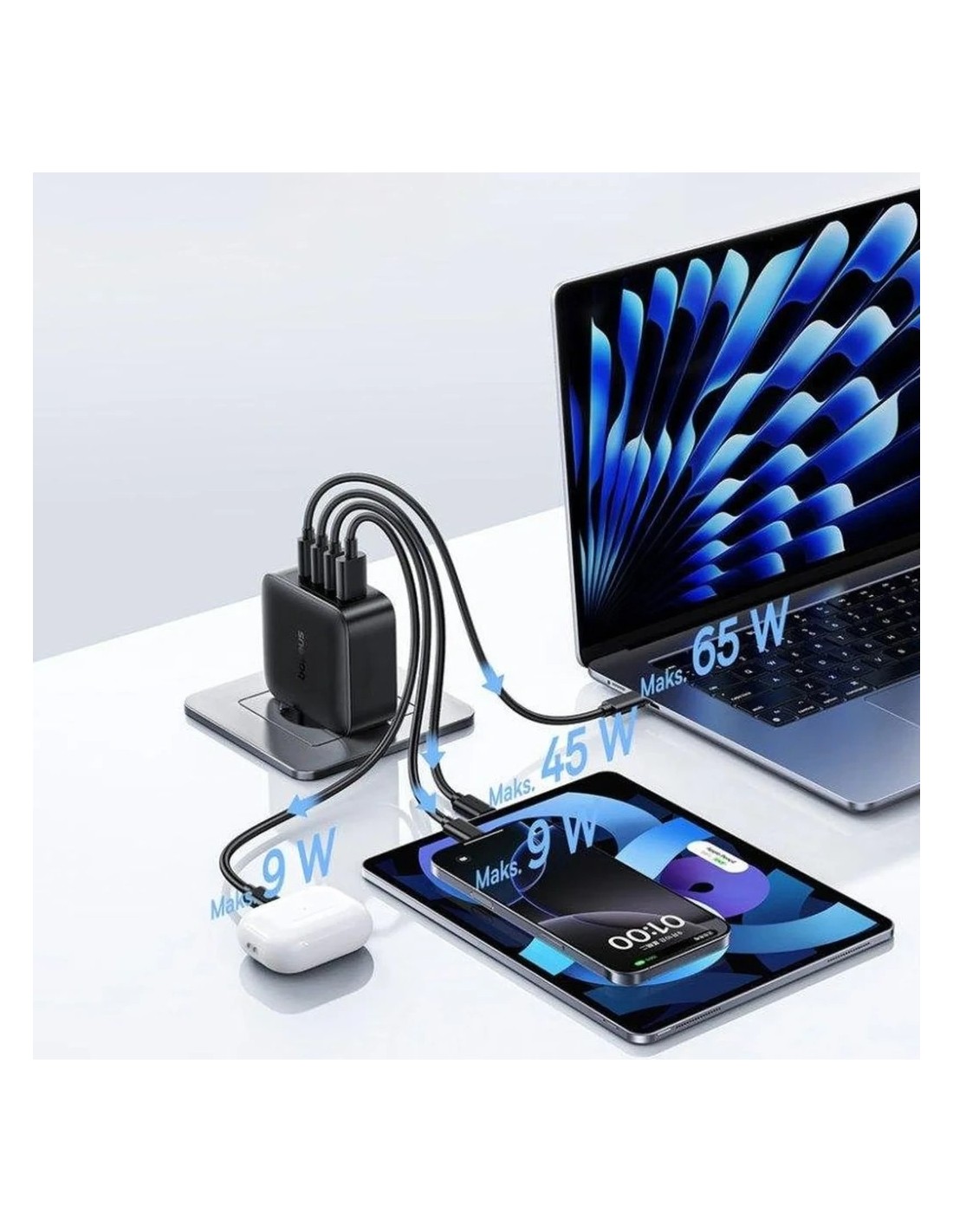 Cargador Baseus EnerFill FH11 GaN 140W 3x USB-C + 1x USB-A en Logroño