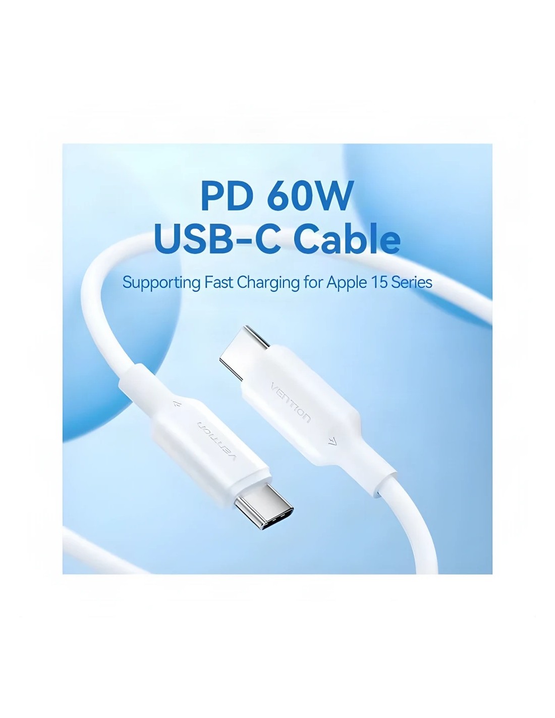 Cable usb Vention TRCWF USB-C a USB-C 2.0 1m 60W Blanco en Logroño