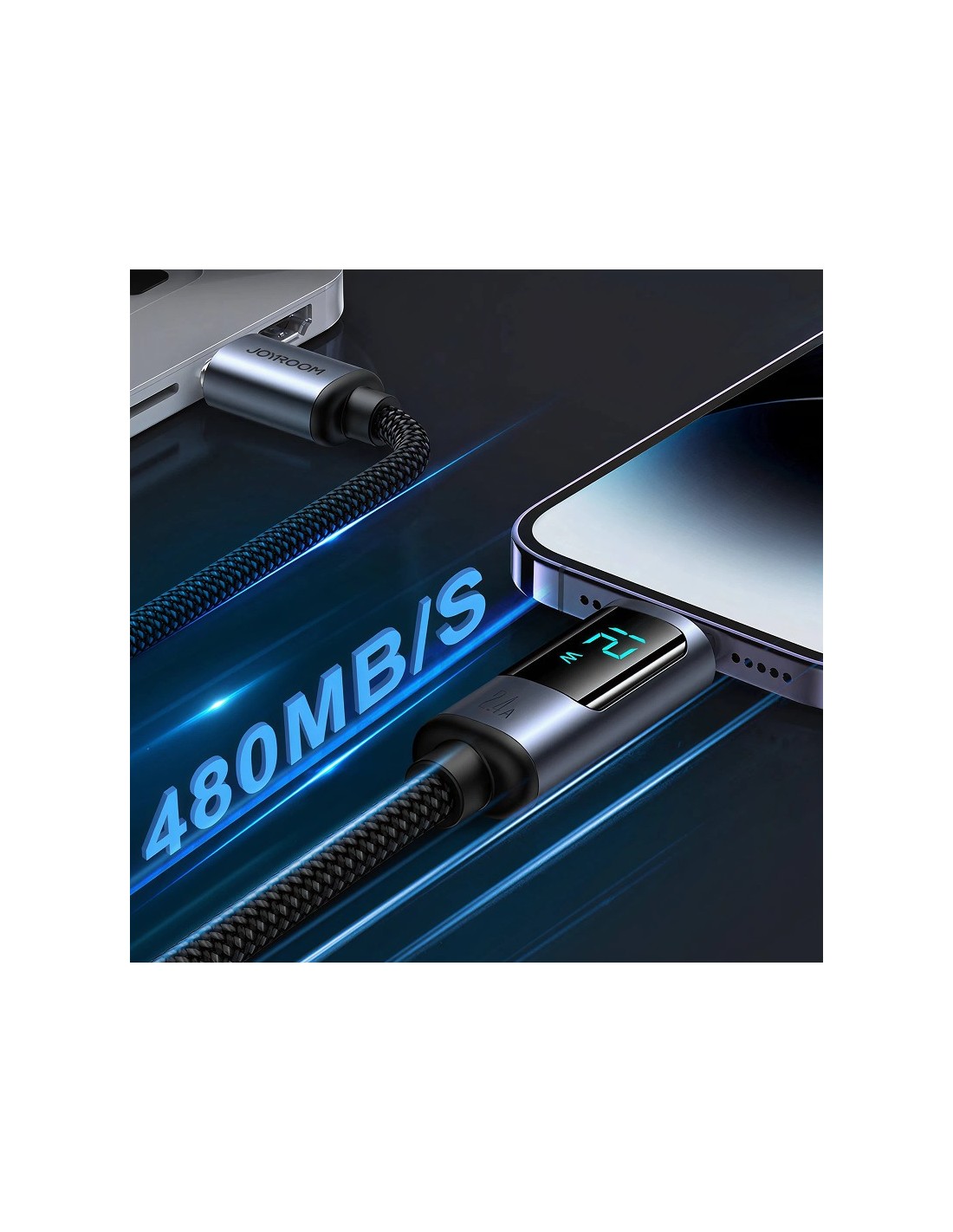 Cable Joyroom USB A a Lightning con Pantalla LED en Logroño