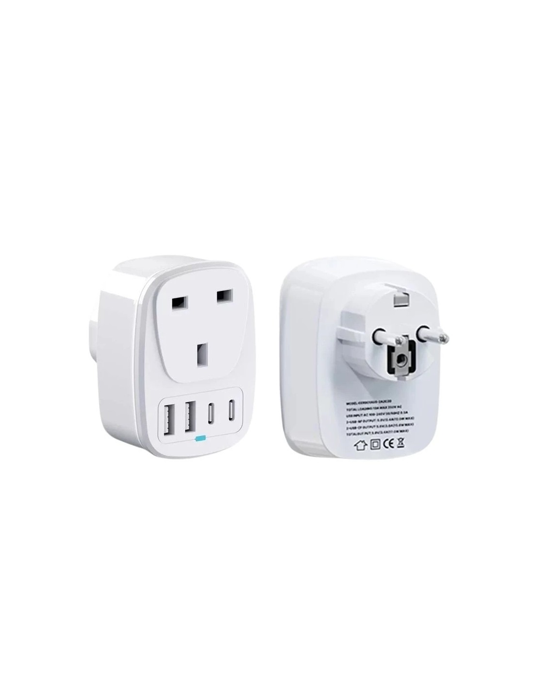 Adaptador de viaje EU a UK 2x USB 2x USB-C en Logroño