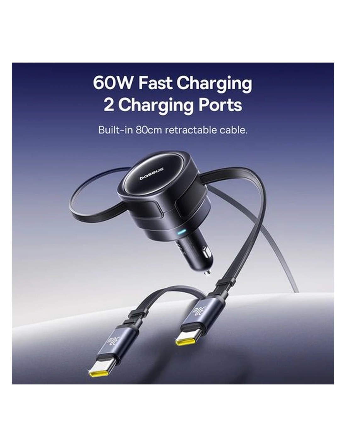 Cargador de coche Baseus Enjoyment Max 60W 2x USB-C en Logroño