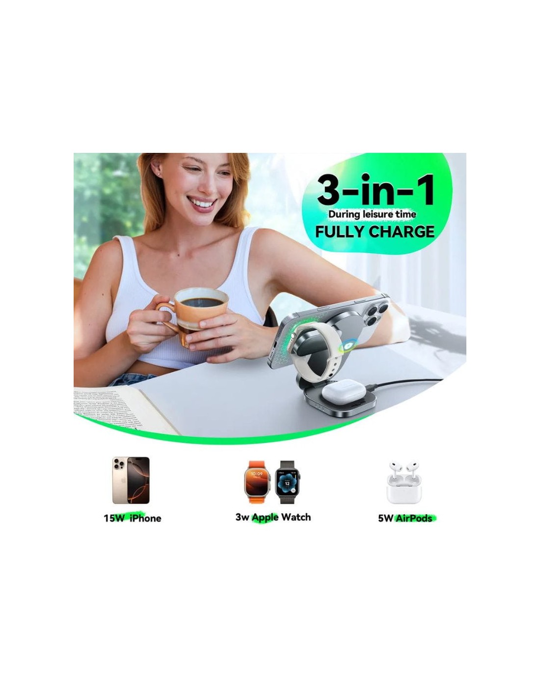 Joyroom JR-W17 - Cargador inalámbrico 3-in-1 en Logroño
