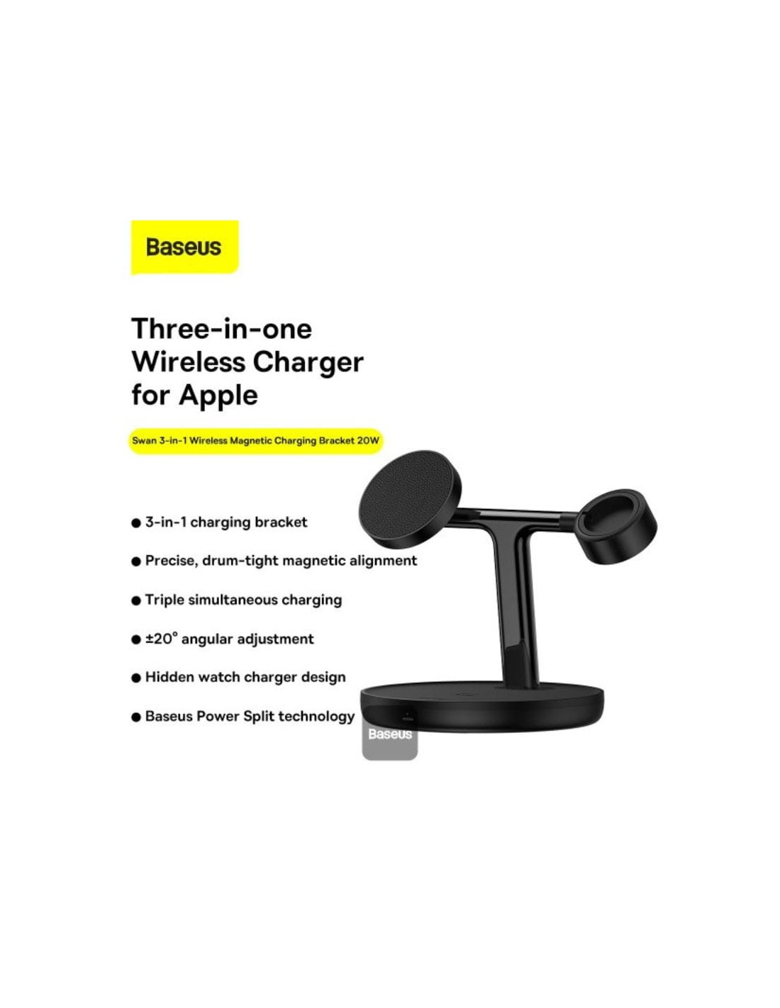 Cargador inalámbrico Baseus Swan 3 in 1 20W en Logroño