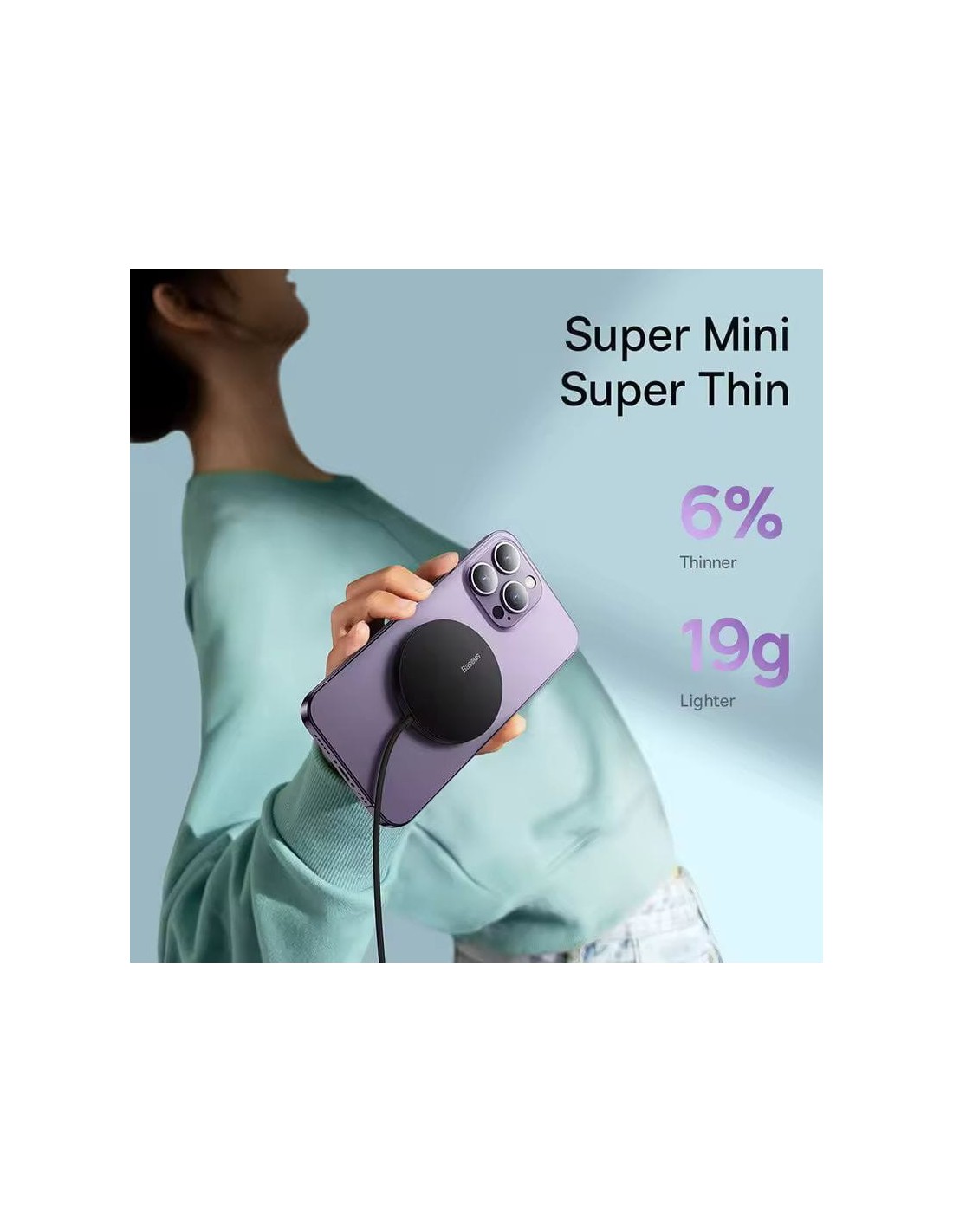 Cargador inalámbrico Baseus Simple Mini 3 15W Malva en Logroño
