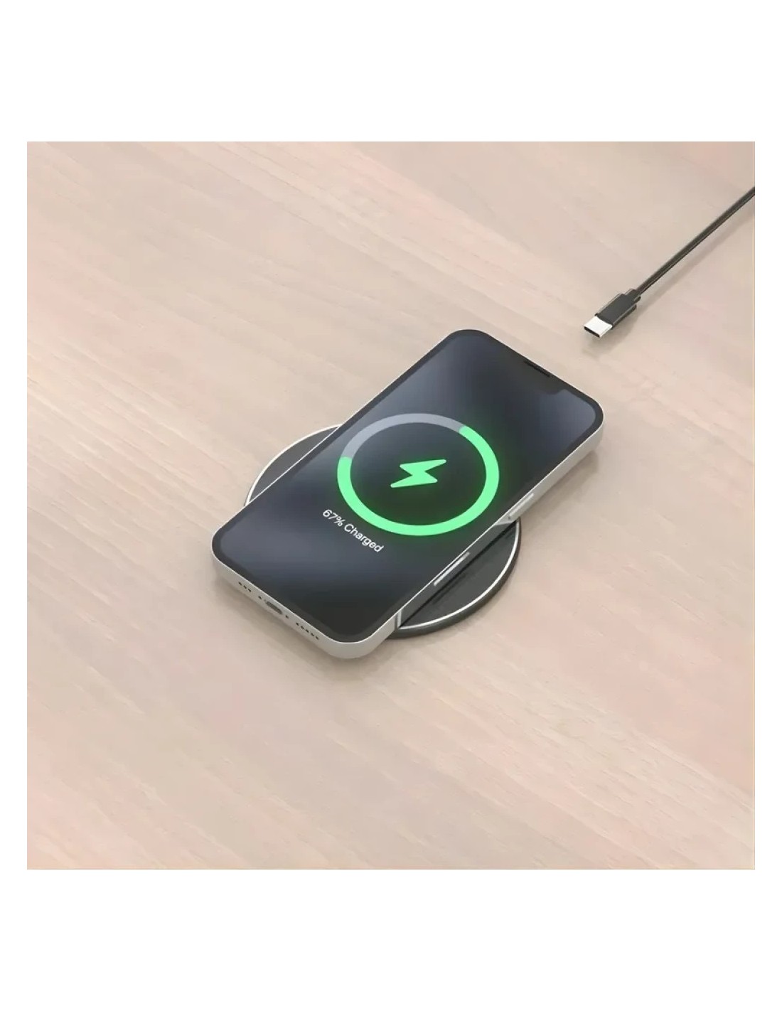Aisens ASCH-15W1WC058-W Cargador Inalámbrico Qi 15W USB-C - Base de Ca