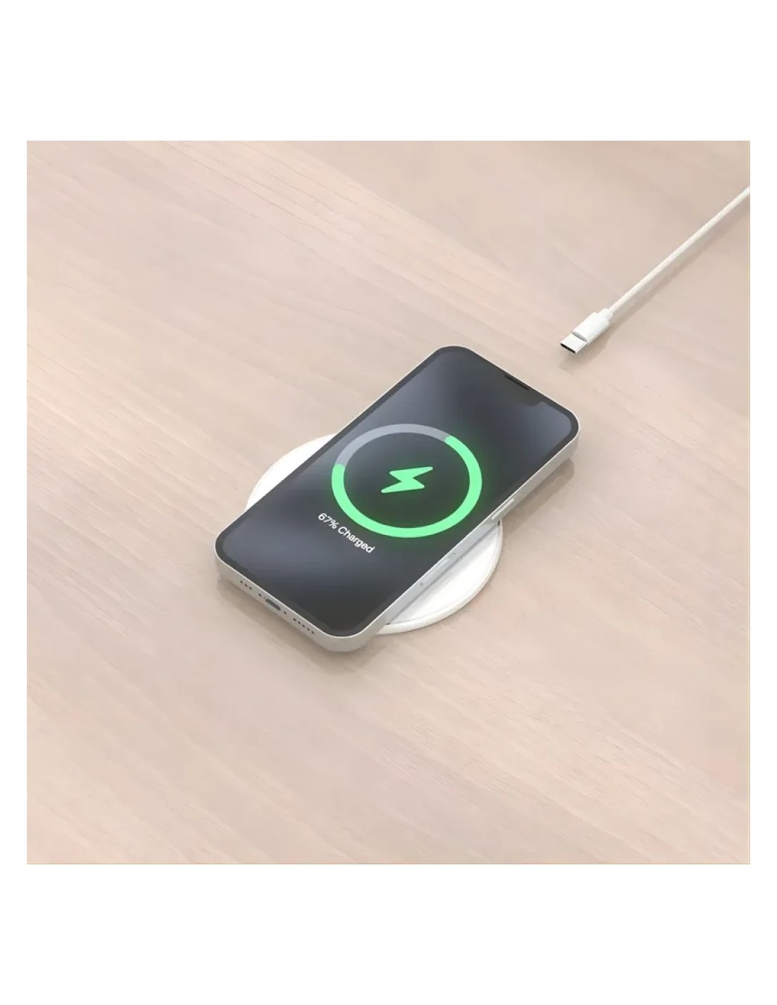 Aisens ASCH-15W1WC057-W Cargador Inalámbrico Qi 15W USB-C - Base de Ca