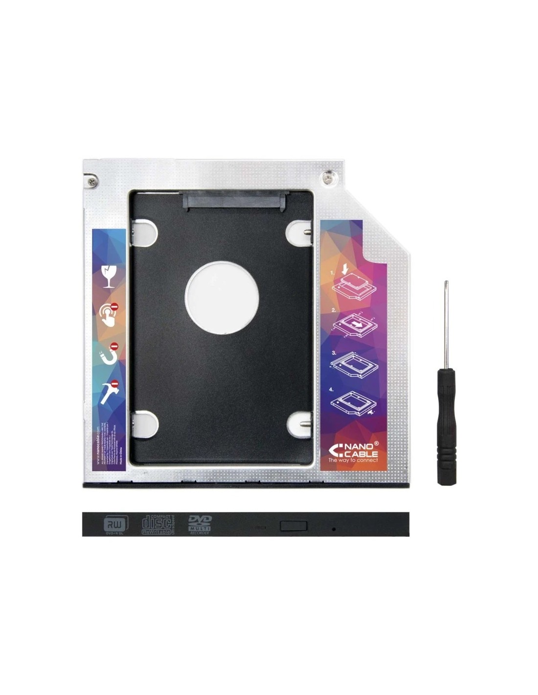 Adaptador Nanocable Lector DVD a HDD/SSD STA 2,5 9,5mm en Logroño