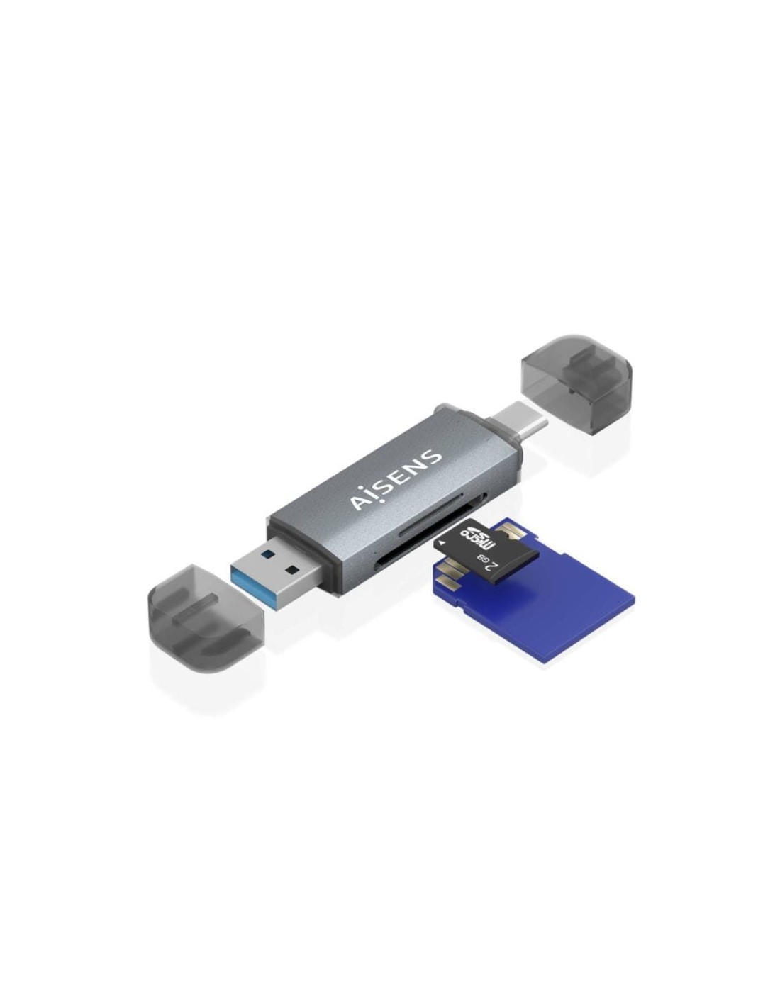 AISENS ASCR-2AC08-GR Gris Externo USB 3.0 SD/microSD Lector de tarjeta