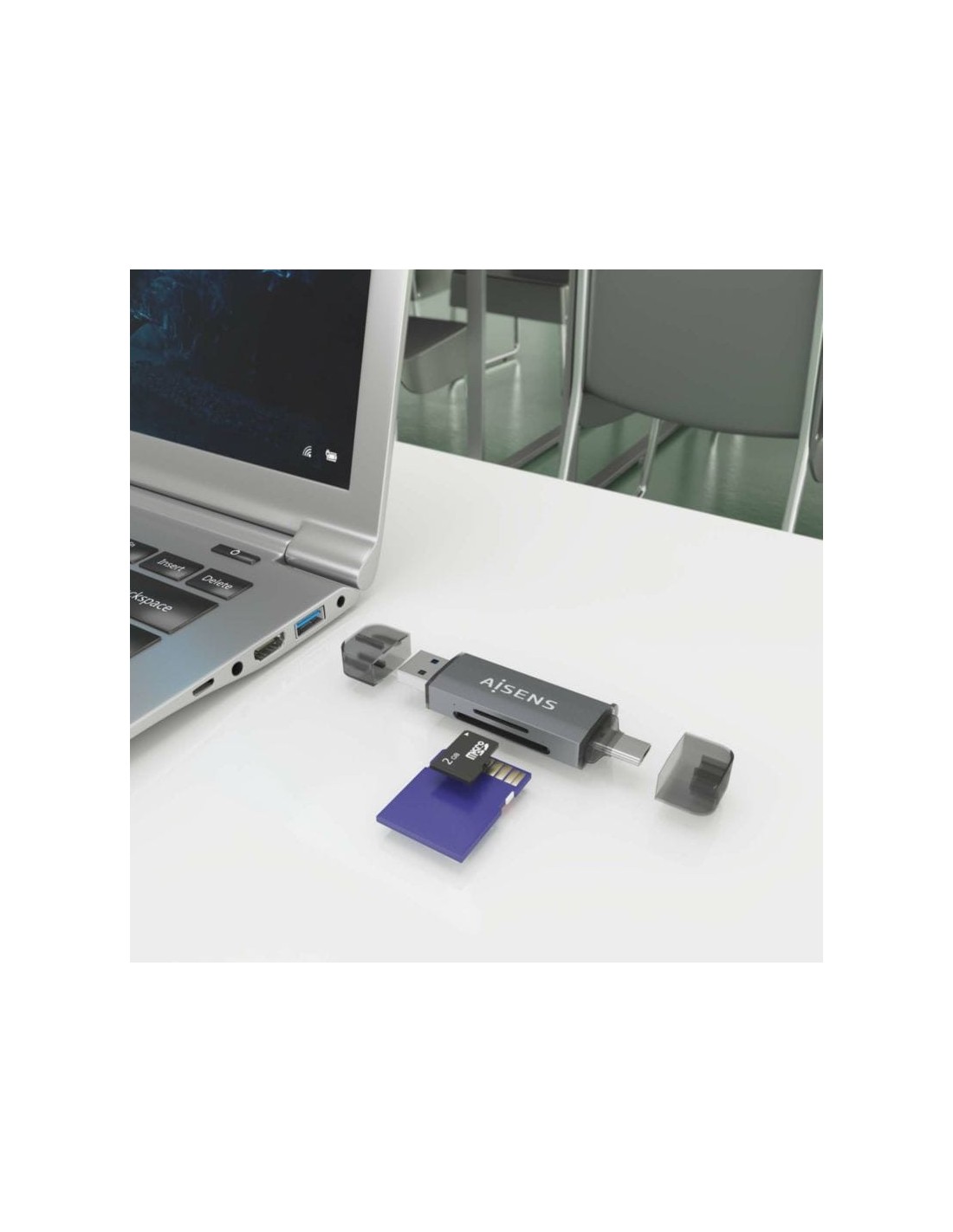 AISENS ASCR-2AC08-GR Gris Externo USB 3.0 SD/microSD Lector de tarjeta